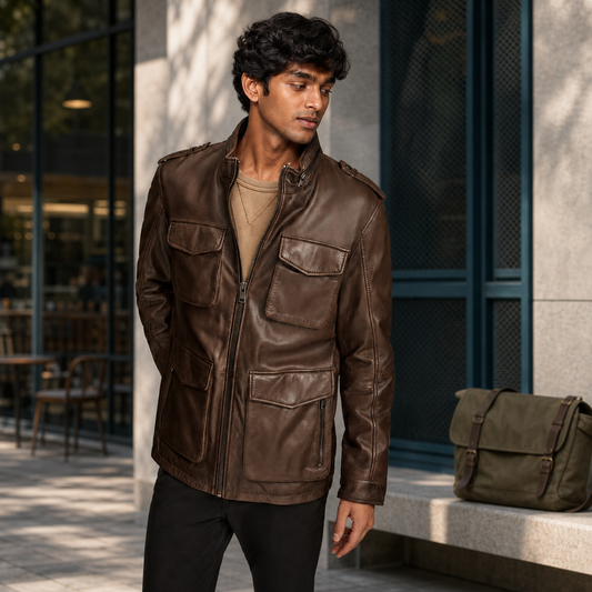 Gen Z Fit β Indian model wearing GLJK23, styled with contemporary street-ready energy in an urban setting.