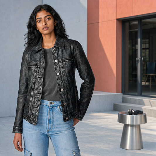 Gen Z Fit β Indian model wearing GLJK38, styled with contemporary street-ready energy in an urban setting.
