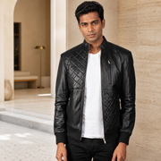 Black Leather Bomber Jacket