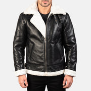 Pg Signature Black & White Leather Bomber Jacket