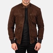 Mocha Suede Bomber Jacket
