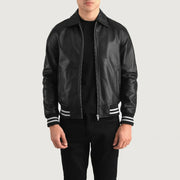 Black Leather Varsity Jacket