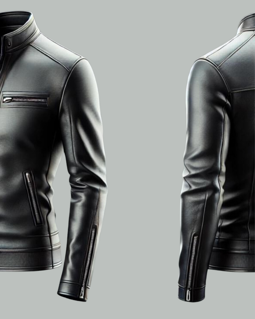 Minimalist Black Leather Jacket with Front-Open Design-GLJK1
