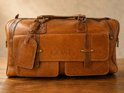 Premium Leather Duffle Bag Tan Brown