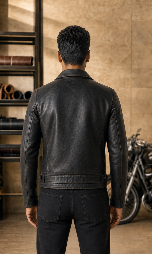 Archive Biker leather jacket back view