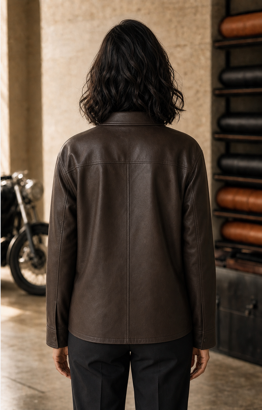Monday Overshirt leather jacket back view