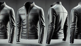 Minimalist Black Leather Jacket with Front-Open Design-GLJK1