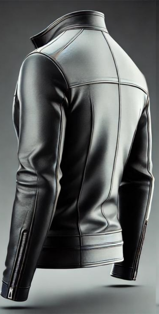 Minimalist Black Leather Jacket with Front-Open Design-GLJK1