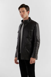 Dark Brown Men Leather Jacket