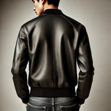 Schwarze Bomberjacke aus Leder