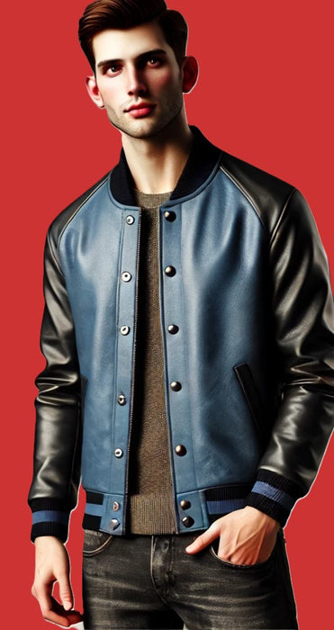 Schwarze Bomberjacke aus Leder