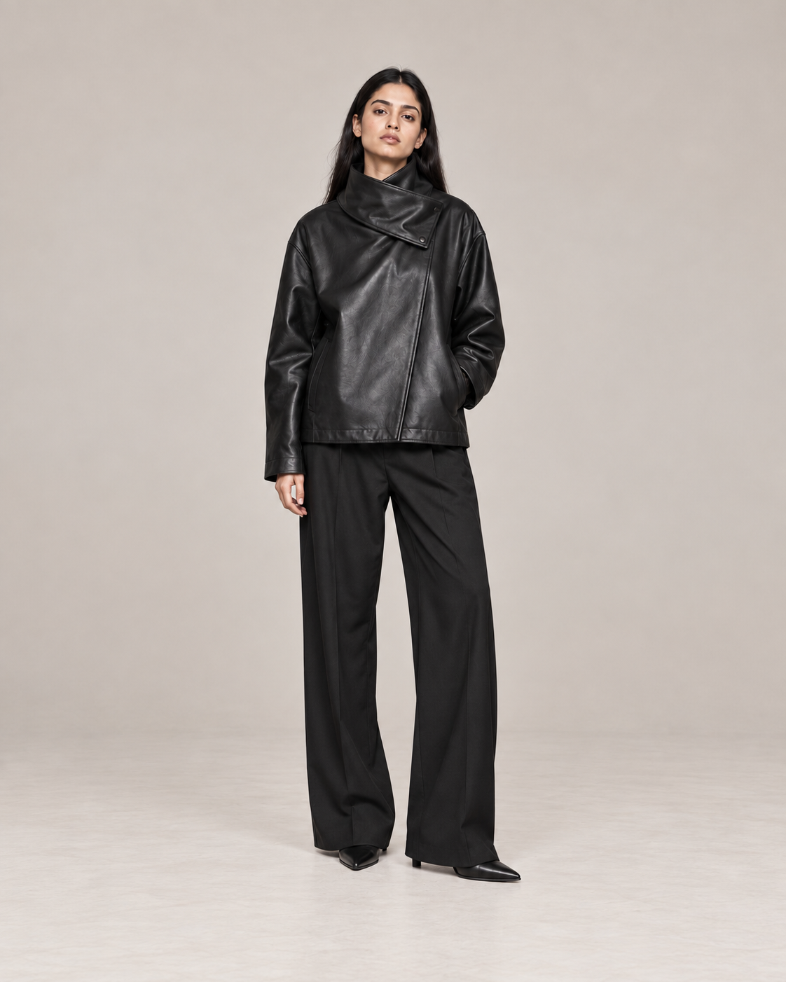 Black Fold Wrap Jacket