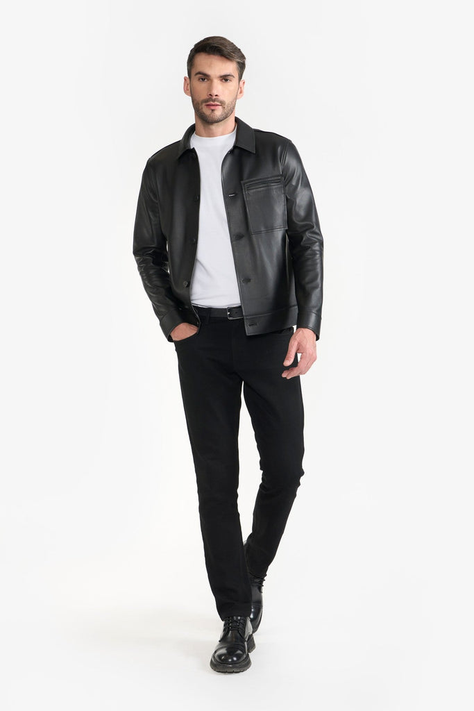 Pg Signature Black Men'S Leather Jacket