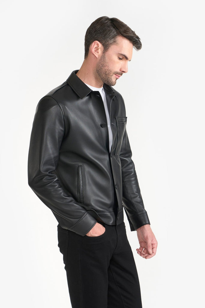 Pg Signature Black Men'S Leather Jacket