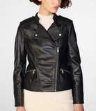 Women'S Black Moto Leather Jacket - Genuine & Stylish