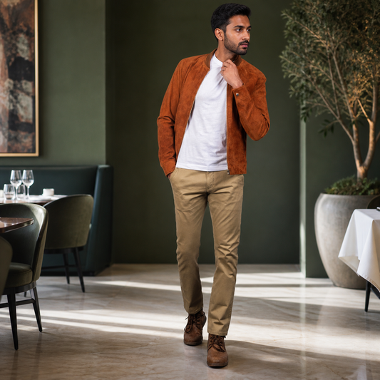 Millennial Fit — Indian model wearing GLJK108, styled for polished everyday versatility in a premium commercial setting.