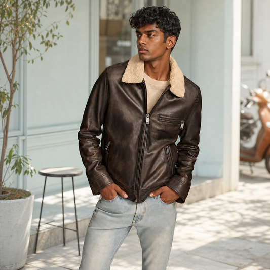 Gen Z Fit — Indian model wearing GLJK12, styled with contemporary street-ready energy in an urban setting.