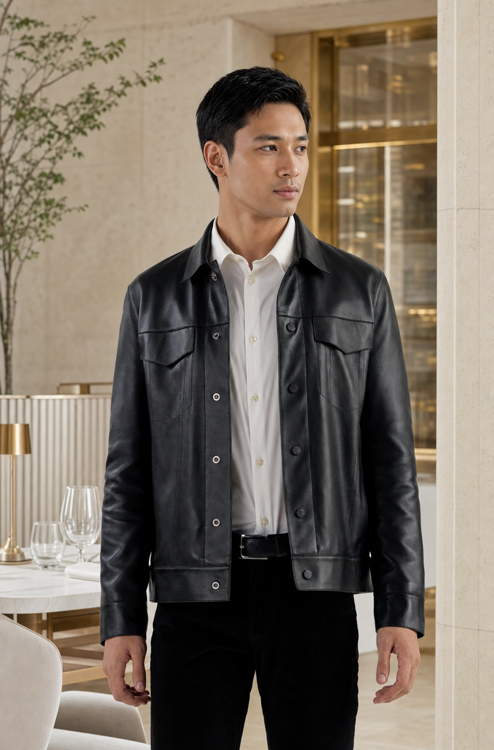 Millennial Fit — Indian model wearing GLJK173, styled for polished everyday versatility in a premium commercial setting.