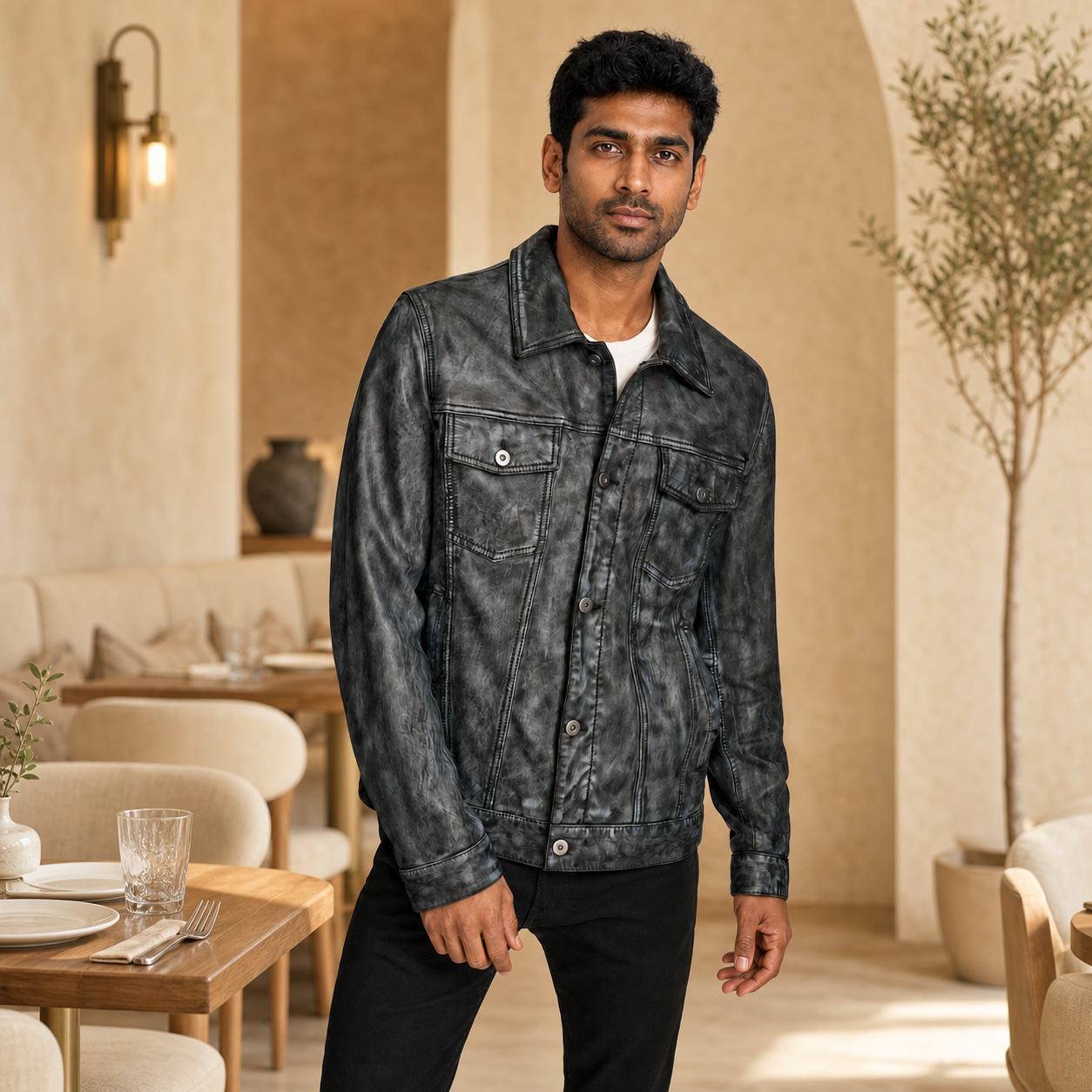 Millennial Fit — Indian model wearing GLJK19, styled for polished everyday versatility in a premium commercial setting.