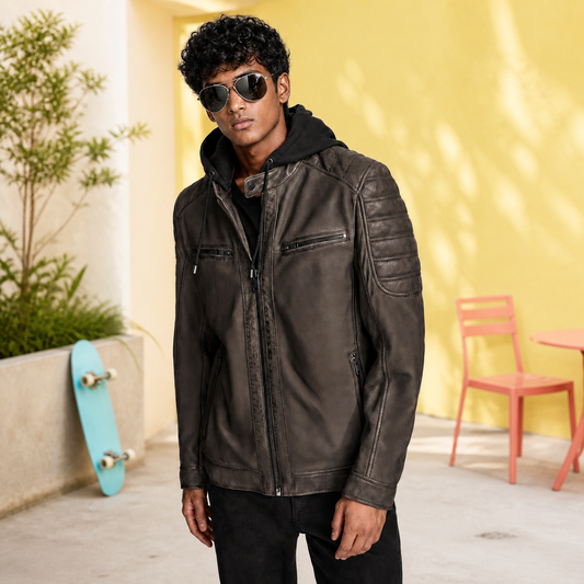 Gen Z Fit — Indian model wearing GLJK20, styled with contemporary street-ready energy in an urban setting.