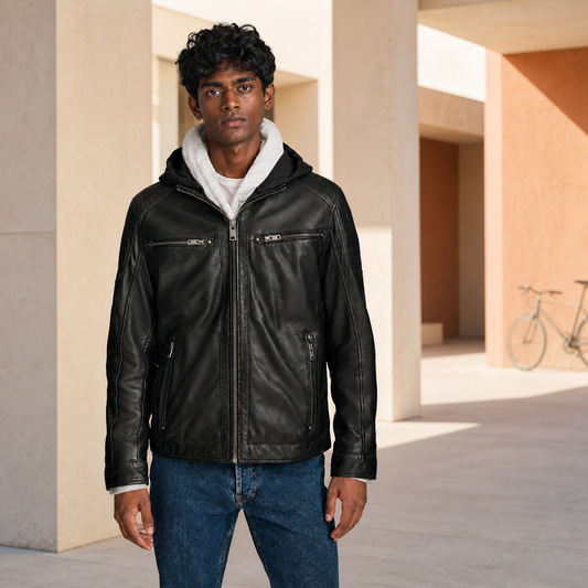 Gen Z Fit — Indian model wearing GLJK21, styled with contemporary street-ready energy in an urban setting.