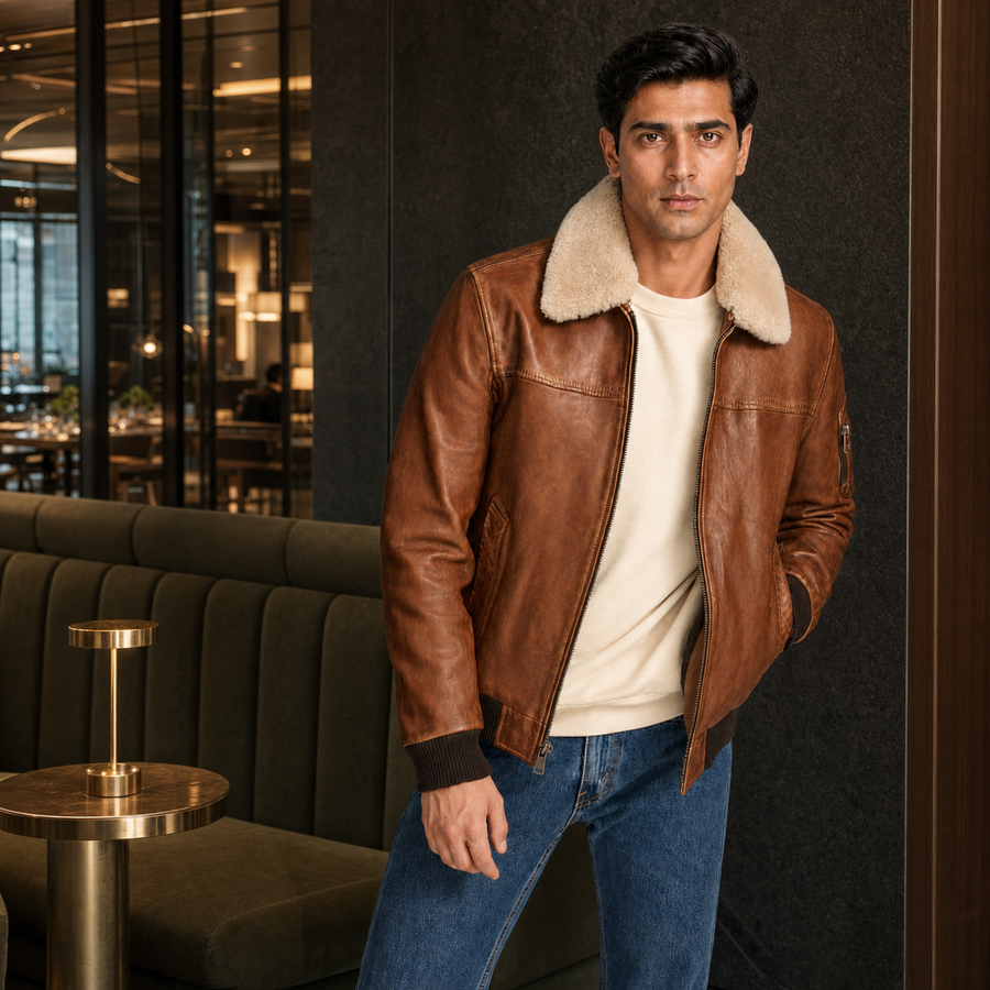 Modern Leather Bomber-GLJK25