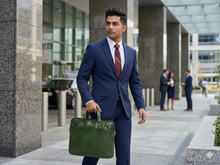 Emerald Croc-Textured Premium Leather Laptop Bag