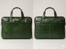Emerald Croc-Textured Premium Leather Laptop Bag