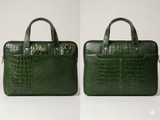 Emerald Croc-Textured Premium Leather Laptop Bag