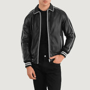 Pg Signature – Collegejacke aus schwarzem Leder