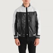 Black & White Leather Varsity Jacket