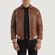 Brown Leather Varsity Jacket