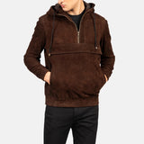 Signature Hooded Mocha Suede Pullover Jacket