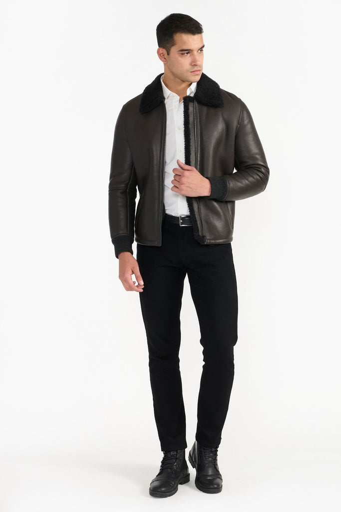 Dark Brown Men'S Spanish Marino  Leather Jacket