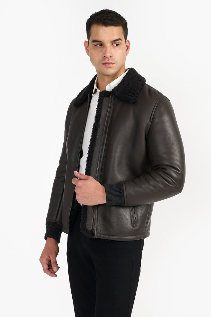 Dark Brown Men'S Spanish Marino  Leather Jacket