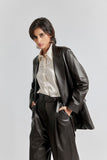 Pdâ Femme Dark Brown Women'S Leather Blazer