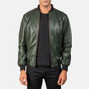 Green Leather Bomber Jacket