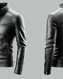 Minimalist Black Leather Jacket with Front-Open Design-GLJK1