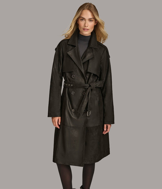 Trench Coat Leather Jacket-GLJK45