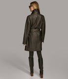 Gewaschene Moto-Trench-Lederjacke