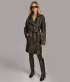 Gewaschene Moto-Trench-Lederjacke