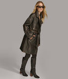 Gewaschene Moto-Trench-Lederjacke