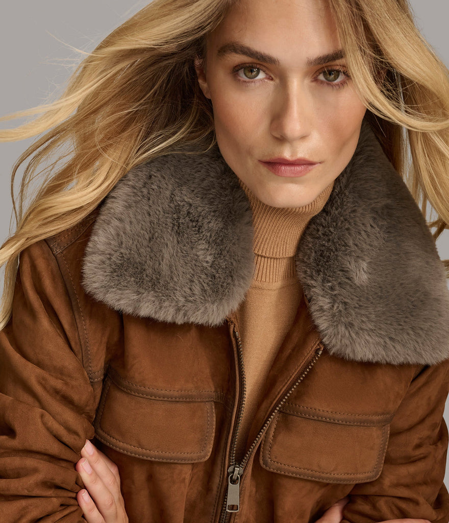 Bomber With Faux Fur Collar