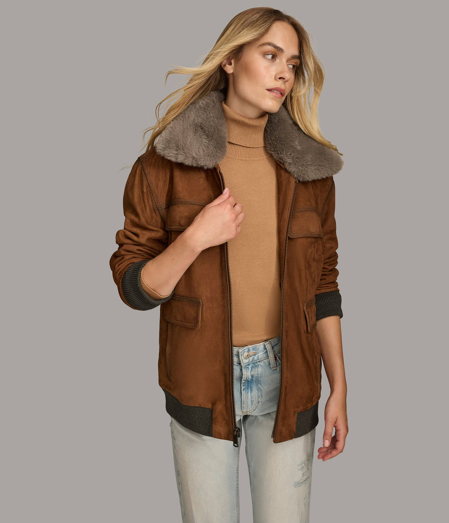 Bomber With Faux Fur Collar