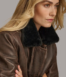 Faux Fur Lined Leather Bomber