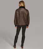 Faux Fur Lined Leather Bomber