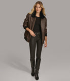 Faux Fur Lined Leather Bomber