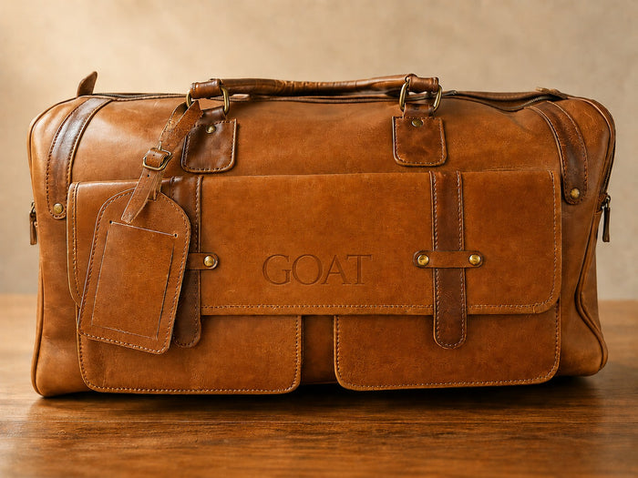 Premium Leather Duffle Bag Tan Brown