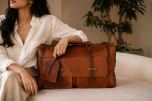 Premium Leather Duffle Bag Tan Brown