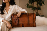 Premium Leather Duffle Bag Tan Brown